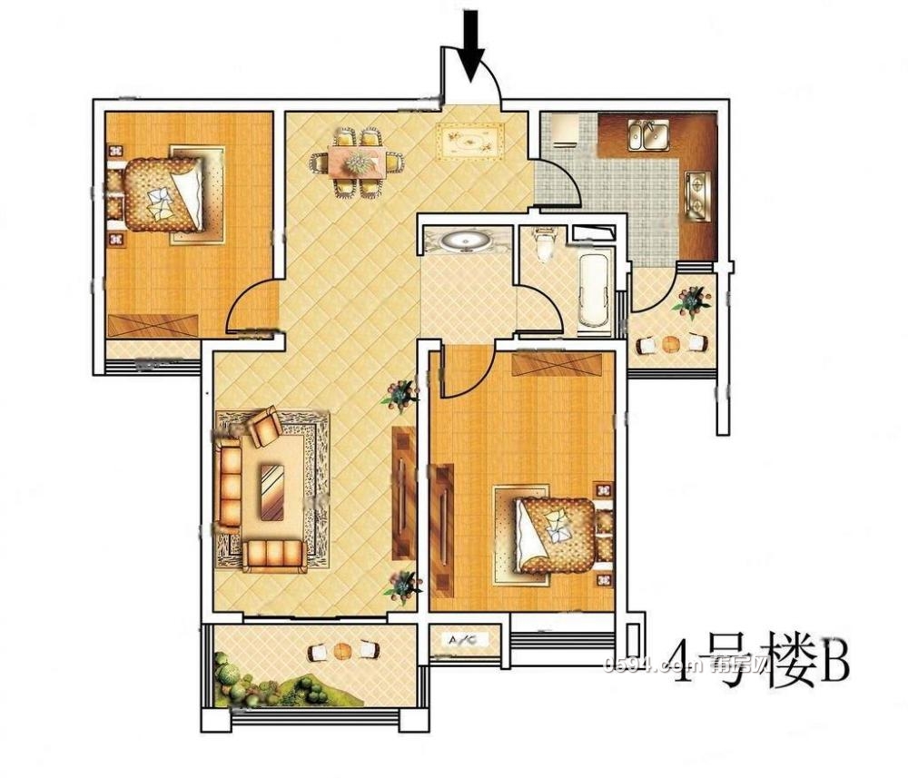 幸福家園b區正規2房1廳帶陽臺大廳帶空調家電齊全