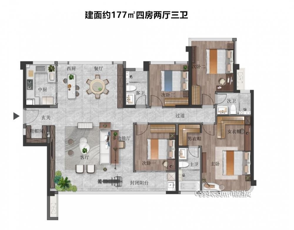 中山旁 保利建發(fā)棠頌和府 大平層毛坯一梯一戶大四房