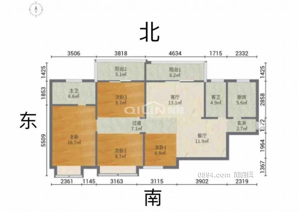 市中心 陽光100 商場樓上 精裝大3房 可改4房 拎包入住