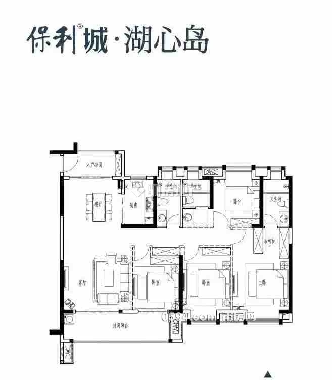 保利城湖心島大平層4房3衛(wèi)雙主臥166平南北東高層售12000/平