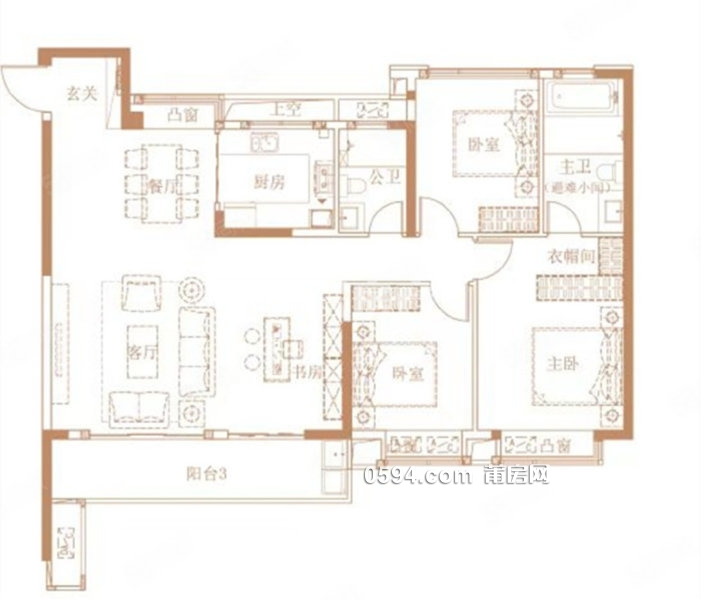 萬科中山 建發(fā)央譽精裝4室 一梯一戶 前后露臺 全明隔局