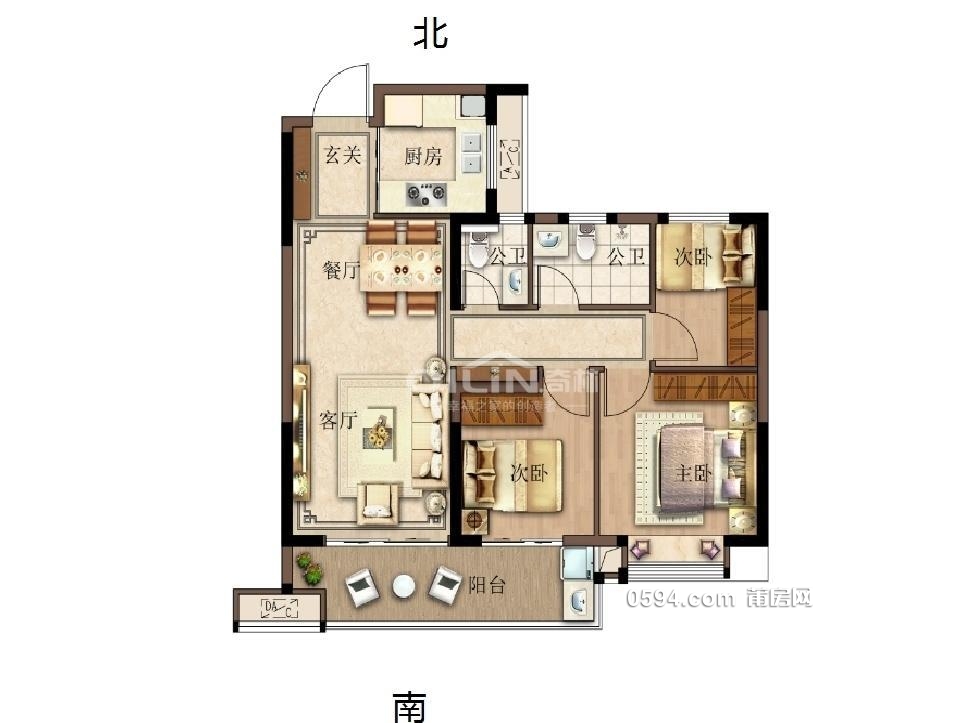 麟峰小區(qū)旁建發(fā)磐龍府小三房戶型好看房方便毛坯自住裝修