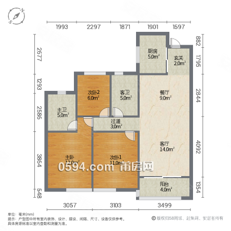 萬科城御園 精裝修地段好周邊配套齊全3房2廳