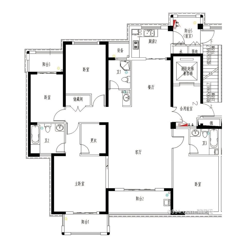 建面約192㎡ 四房?jī)蓮d兩衛(wèi)四陽(yáng)臺(tái)