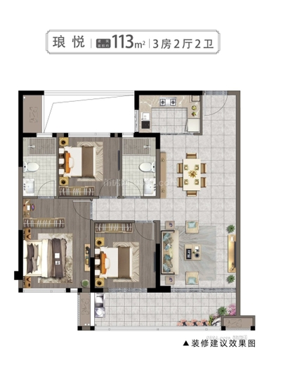 联发保利禧悦 毛坯 总价175万 面积113㎡ 3室2厅2卫-莆田二手房