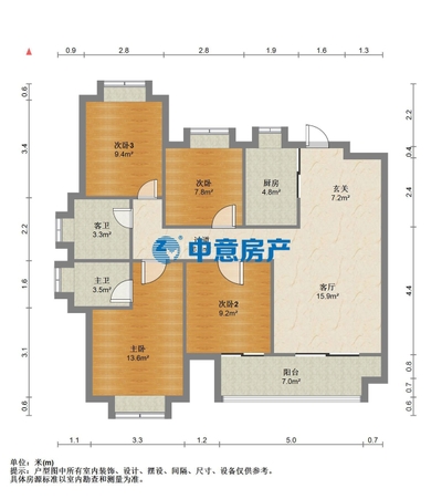 保利中央公園 毛坯 總價205萬 面積122㎡ 4室2廳2衛-莆田二手房