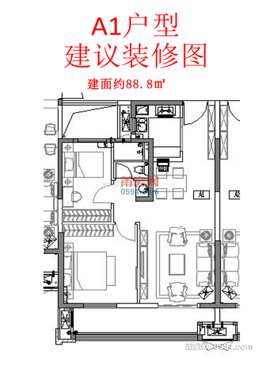 綬溪璟悅B區(qū)（安置房） 毛坯 總價(jià)85萬(wàn) 面積88㎡ 2室2廳1衛(wèi)-莆田二手房