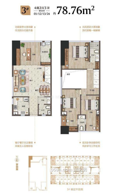 京都壹品 毛坯 總價133萬 面積90㎡ 4室2廳3衛(wèi)-莆田二手房