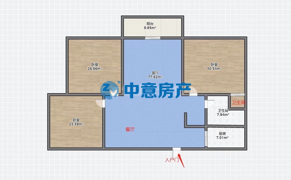 巨岸幸福城 精裝 總價115萬 面積99㎡ 3室2廳2衛(wèi)