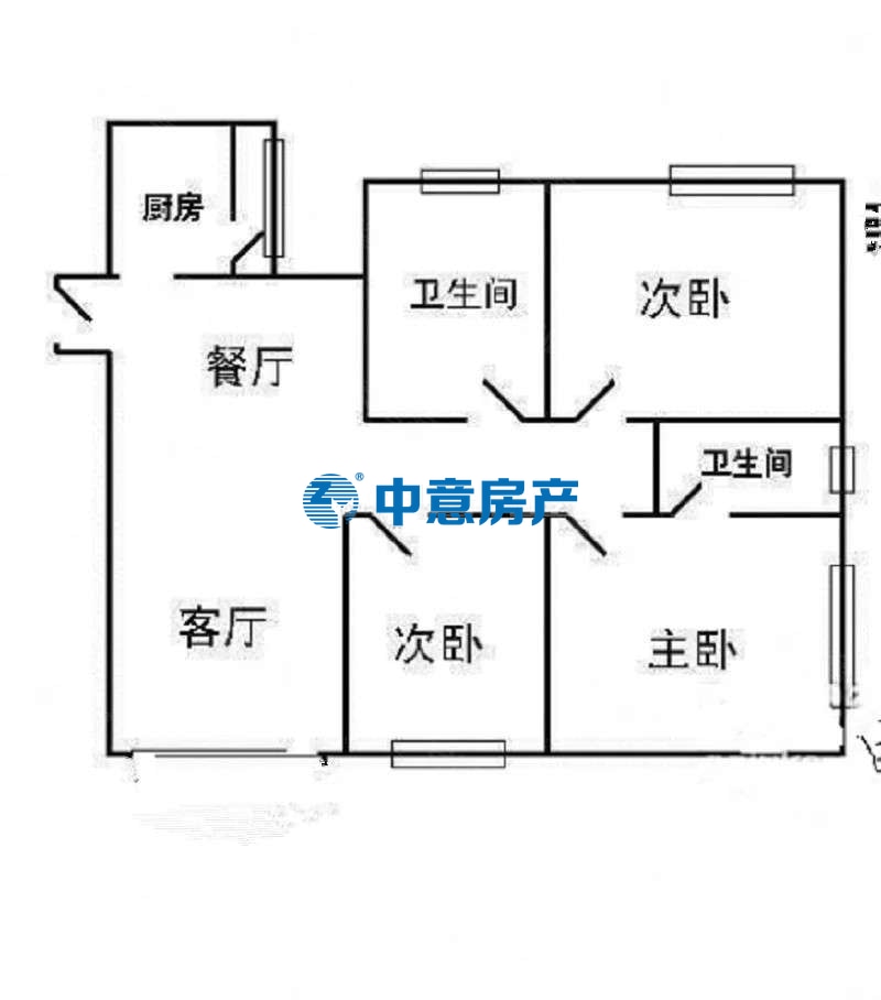 一中對面 富邦學苑3居室132平精裝 1平17380