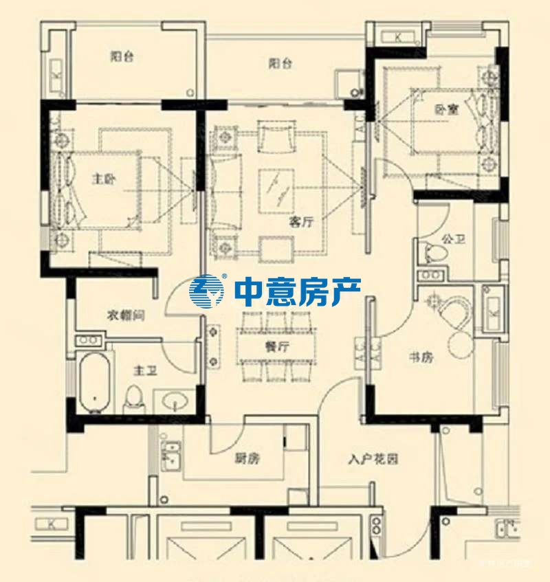 看湖景 萬科城一期高層114平3室2廳2衛(wèi)雙陽臺(tái)