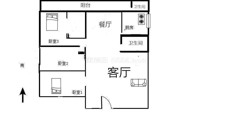 龍橋街道北磨街115弄3房 1600拎包入住北磨市場 逸夫 小 學(xué)